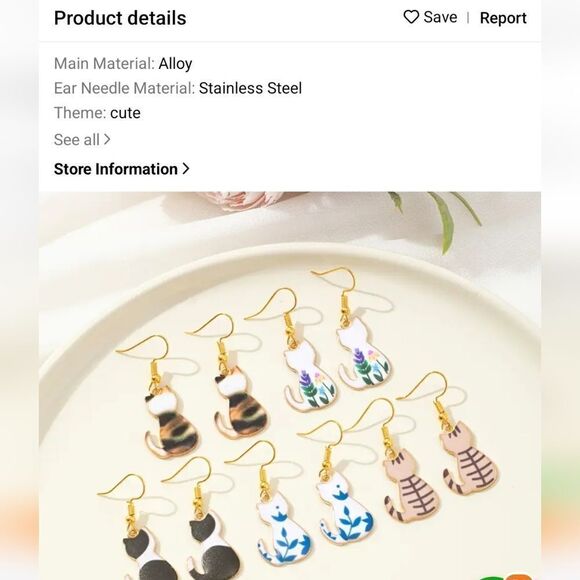 Cat dangle earrings - Picture 6 of 6